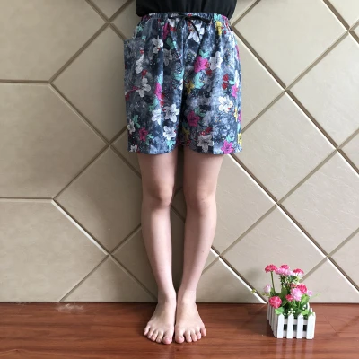 Женские пижамные штаны, клетчатая одежда для сна, домашние штаны, хлопковые шелковые женские шорты для сна - Цвет: Colorful flowers