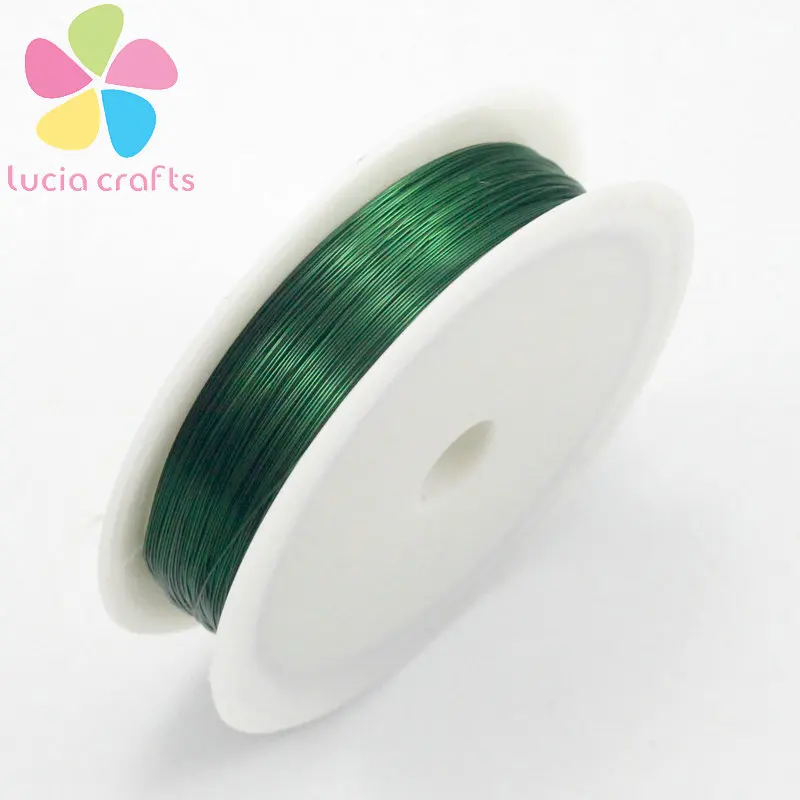 Lucia crafts 1 рулон/лот(20 метров/рулон) 0,3 мм металлическая нить, бусины, веревка, бисероплетение, проволока для рукоделия, материал ручной работы I0205 - Цвет: Green