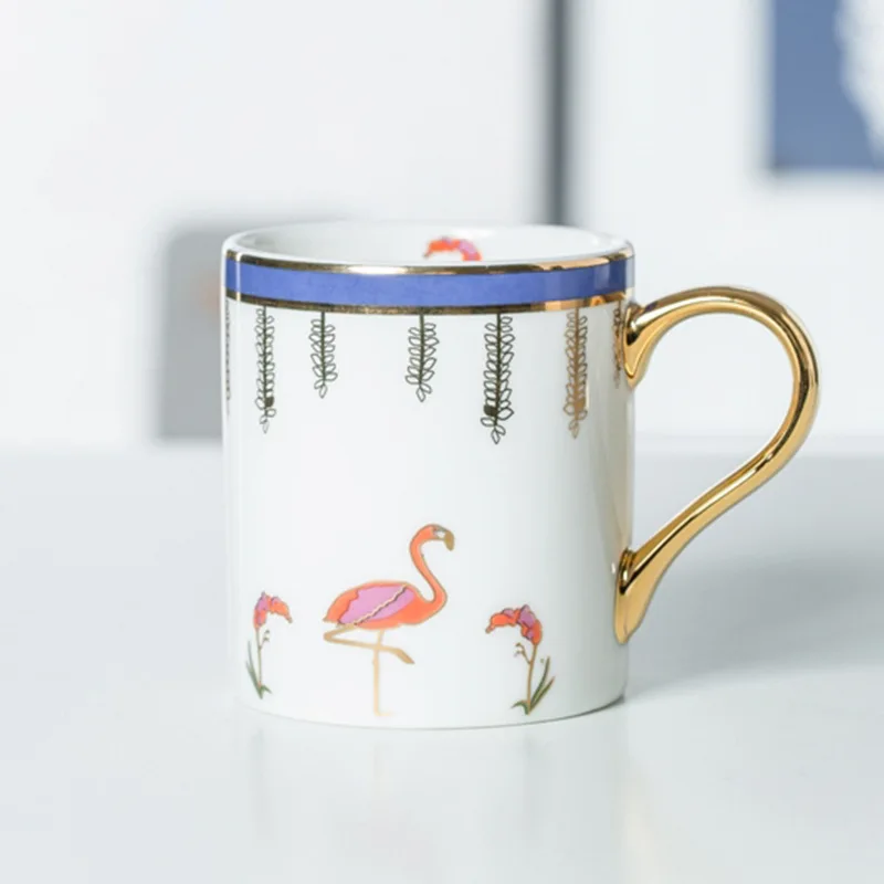 (709) Flamingo Роскошные золотые тотемы мозаика геометрический Фламинго керамическая кофейная кружка кофейная чашка Золотая чашка для завтрака чашка для молока воды пара креативные подарки - Цвет: (709) Flamingo