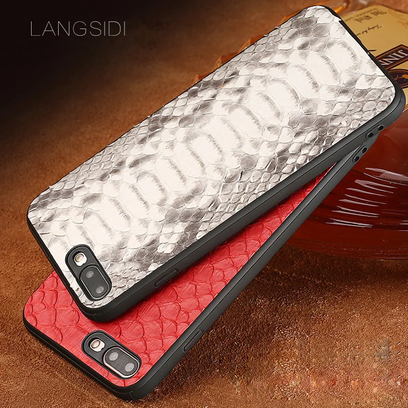 LANGSIDI Телефон чехол для iPhone 7 настоящая телячья кожа задняя крышка