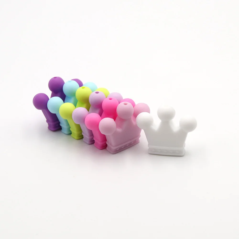 TYRY.HU 25Pcs Crown Shape Silicone Beads BPA Free Food Grade Material Pendant DIY Baby Teething Accessories MultiColor | Украшения и