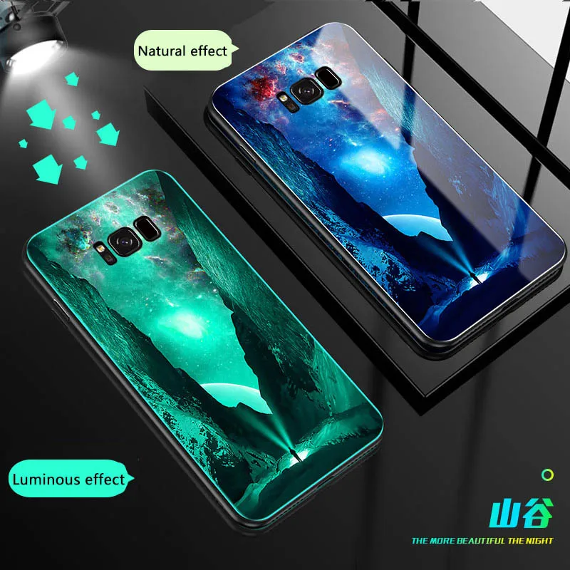 Светящийся стеклянный чехол dragon Tiger horse для Samsung Galaxy S9 plus Роскошный S8 S8Plus note8 9