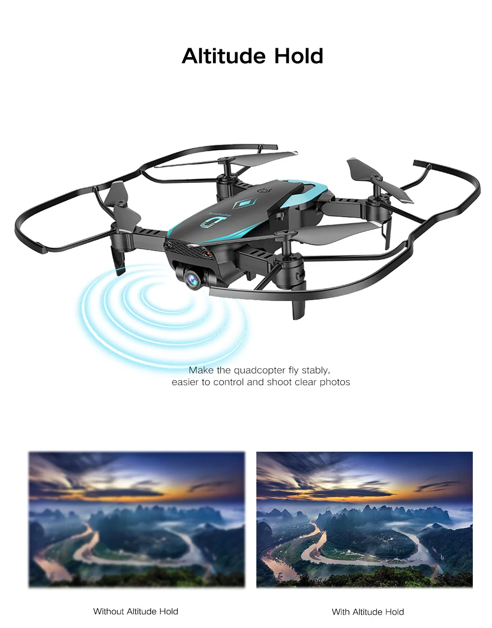 Abay Горячая X12 WiFi FPV RC Дрон высота держать широкоугольные линзы Waypoints Следуйте Безголовый режим один ключ возврат/взлет YH-48