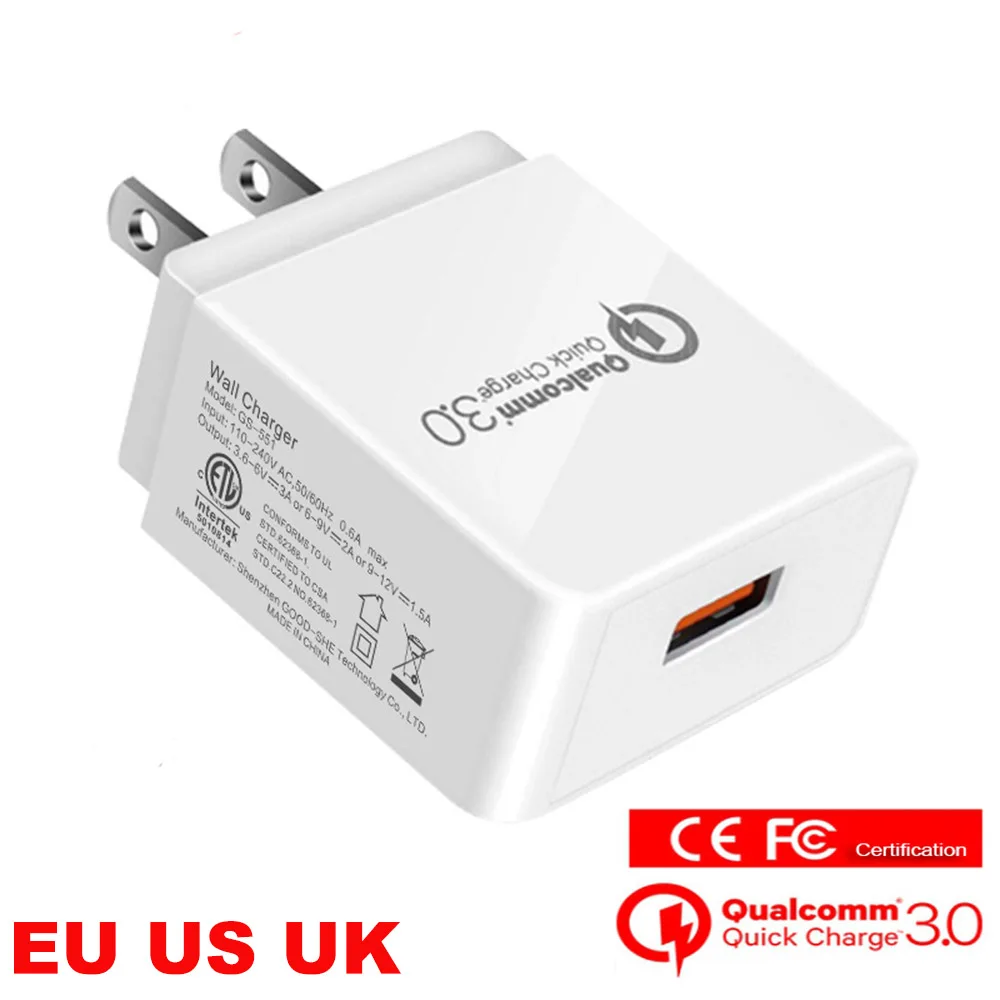 18 Вт Быстрая зарядка 3 0 QC 2 зарядное устройство для мобильного телефона вилка ЕС