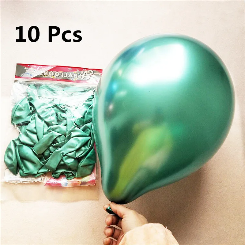 QQ-Green 10 шт. 12 дюймов хромированные шары из латекса цвета металлик толстые металлические Globos Свадебные товары на день рождения воздушный шар декоративный воздушный шар - Цвет: QQ-Green