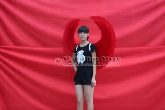 Бесплатная доставка EMS взрослые Красные сексуальные крылья дьявола перья для