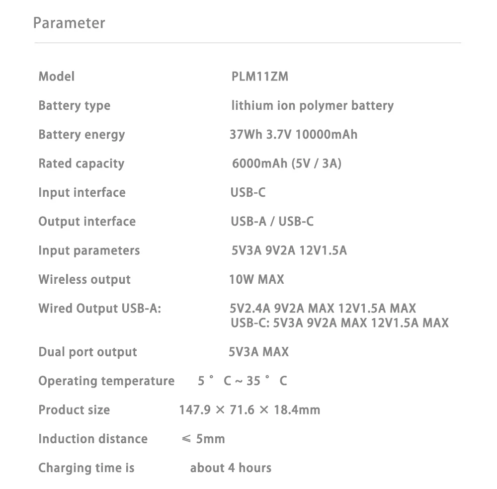 Xiaomi Mi Беспроводной внешний аккумулятор 10000 мАч PLM11ZM Qi Быстрая зарядка usb type C внешний аккумулятор Макс 10 Вт портативное быстрое зарядное устройство