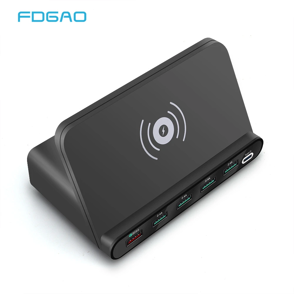 Быстрая зарядка 3,0 концентратор USB Type C PD Qi Беспроводное зарядное устройство 60 Вт 7 в 1 телефонный адаптер для MacBook iPhone samsung huawei Xiaomi Airpods