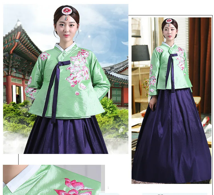 Женский костюм для танца в Корейском стиле зеленый винтажный роскошный