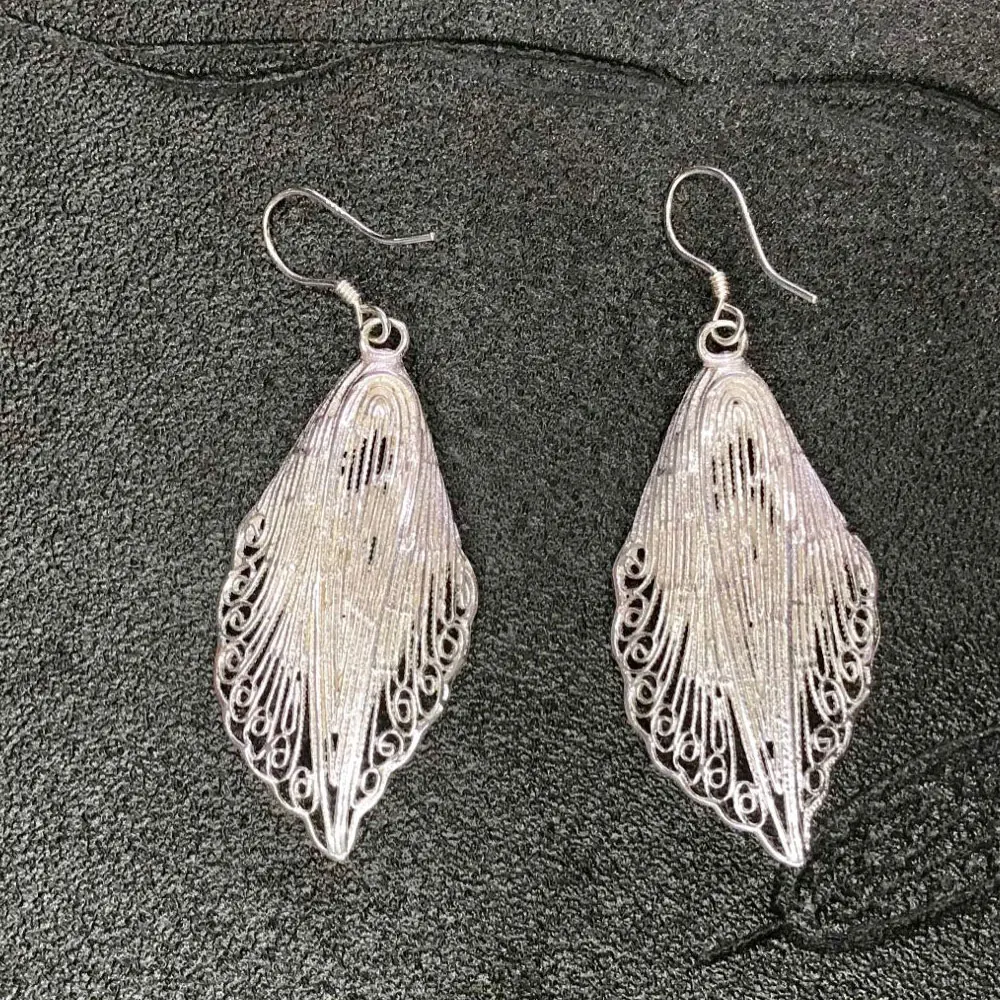 Женские сережки из серебра 925 пробы RADHORSE в виде листьев бирюзы классическом