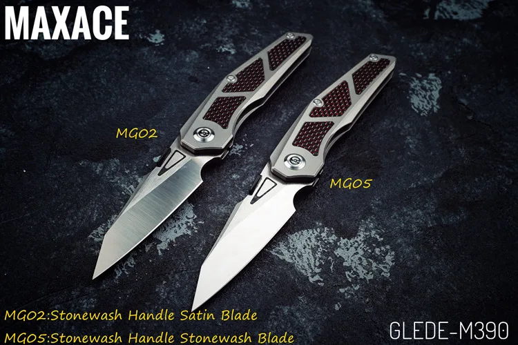 Карманный нож Maxace Glede M390 сатиновое лезвие TC4 титан + ручка из красного углеродного
