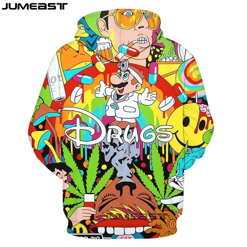 Бренд Jumeast мужские/женские модные 3d толстовки с капюшоном мультяшный Супер Марио