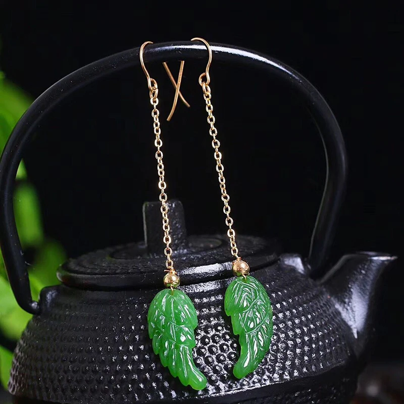 Оптовая продажа серьги из натурального камня с резными крыльями женские камнями