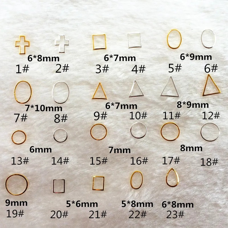 10 шт./лот золотые и серебряные полые квадратные круглые треугольные рамки из