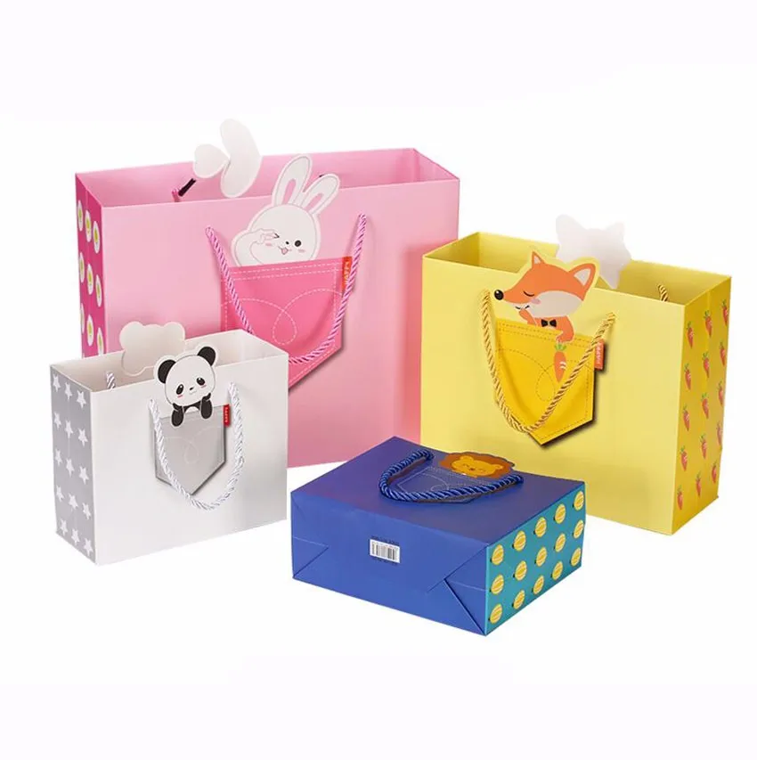 20 упаковок розовый милый мультяшный подарочный бумажный пакет для детской