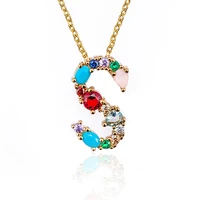 beiver fashion exquisite gold letter pendant necklaces micro pave cubic zirconia jewelry for mothers day gifts drop shipping