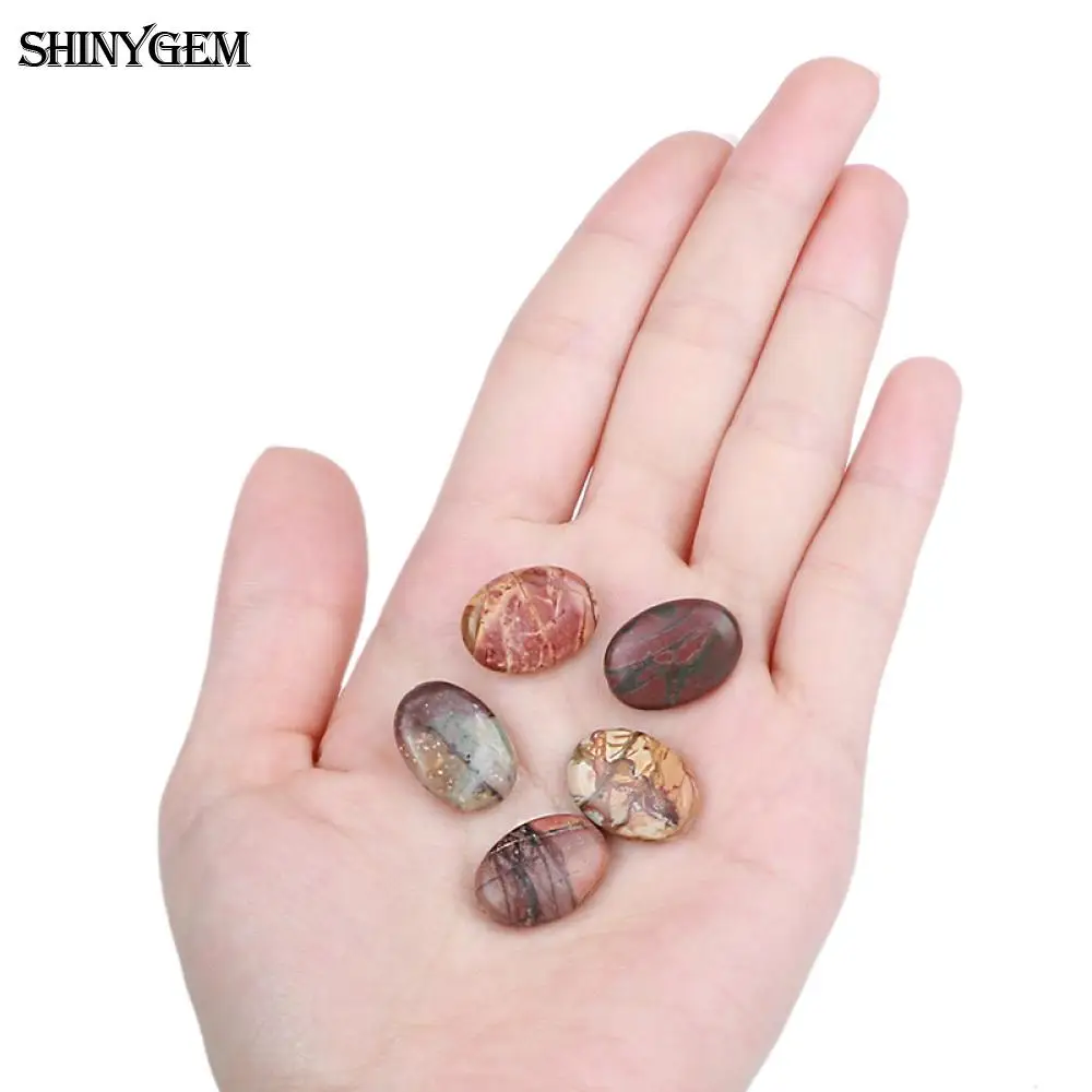 ShinyGem 13*18 мм Овальный сосновый красный камень деревянный узор Коричневый Красный