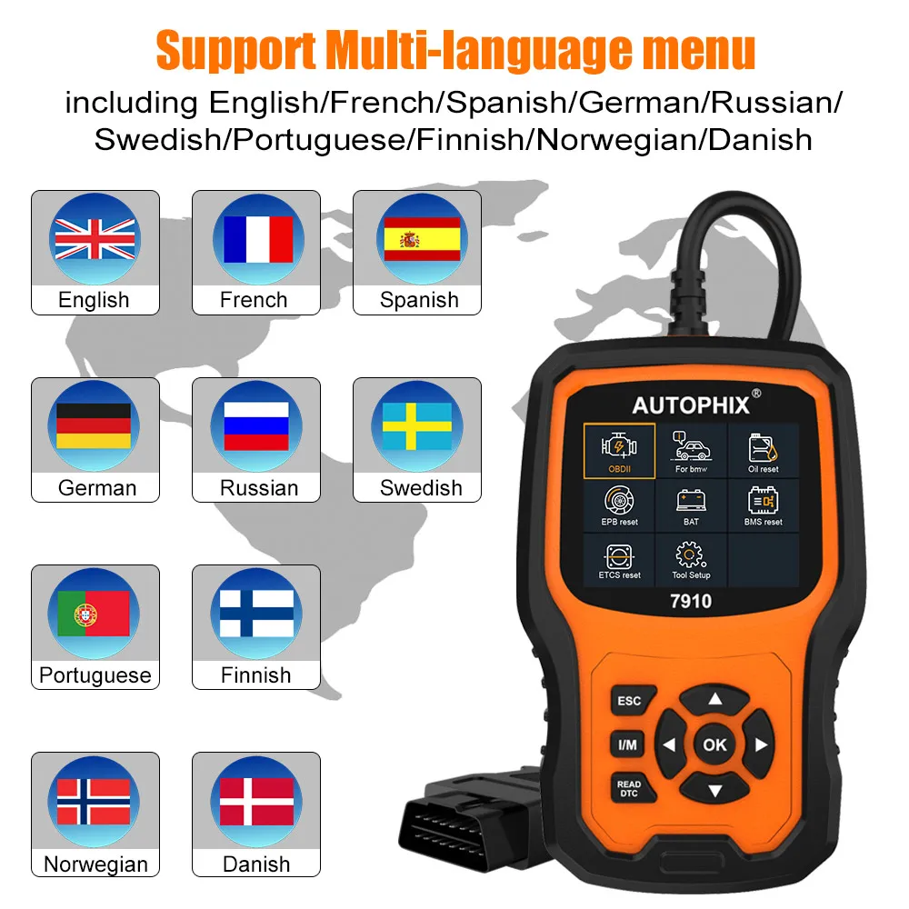Автосканер Autophix 7910 OBD2 OBDII полный диагностический инструмент для системы
