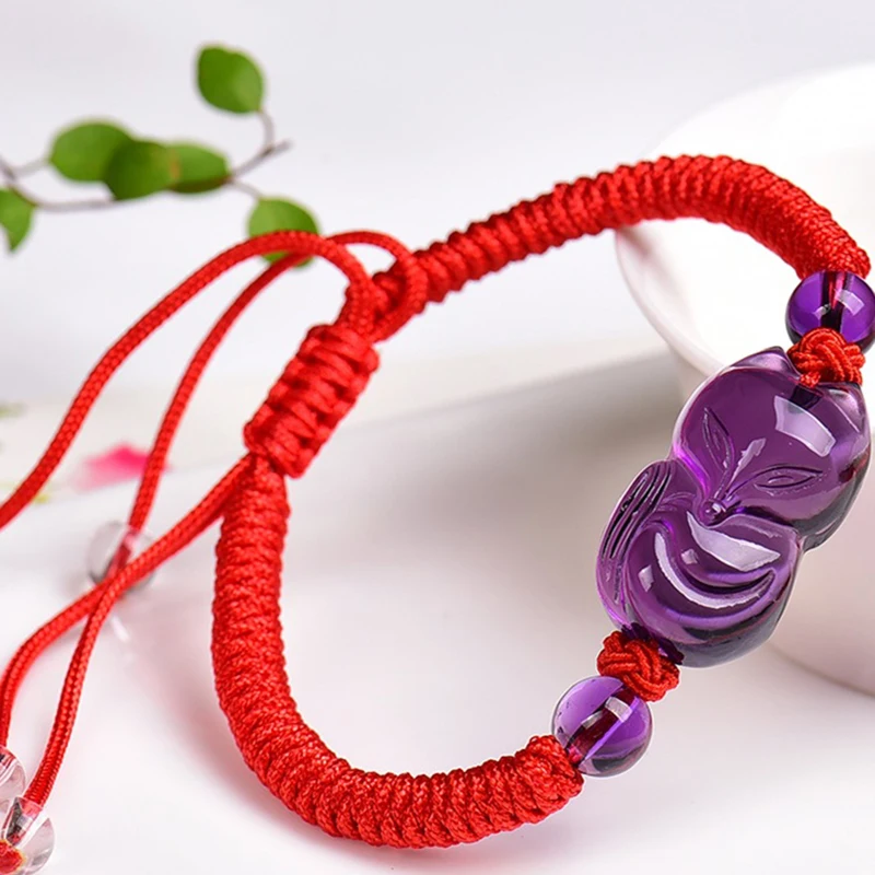 Женские браслеты с фиолетовыми кристаллами ручное плетение браслет в виде лисы