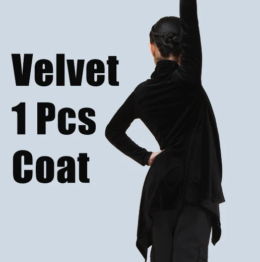 Girls Black Velvet Топ для латинских танцев; Детский кардиган с длинными рукавами; пальто для девочек и мальчиков; Одежда для танцев «Румба ча-ча»; детская одежда для выступлений; DN3226 - Цвет: Girls Black Velvet