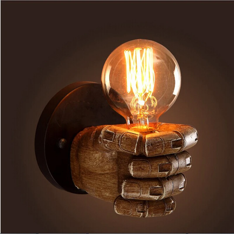 Новый креативный винтажный настенный светильник из смолы с левым/правым кулаком