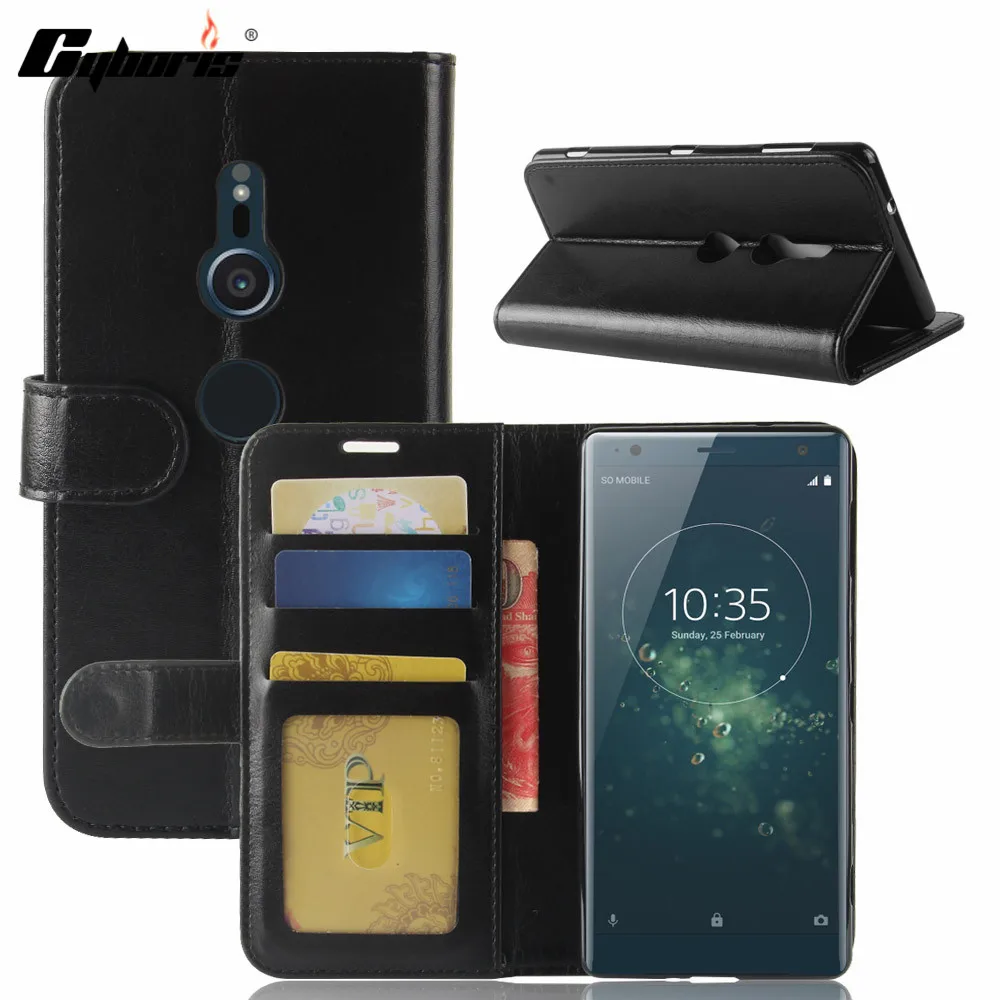 Чехол Cyboris из искусственной кожи для Sony XZ2 чехол s Funda Роскошный Кошелек книжка