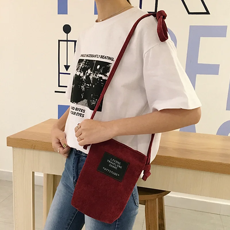 2018 модные вельветовые холщовые мини сумки через плечо женские для сотового