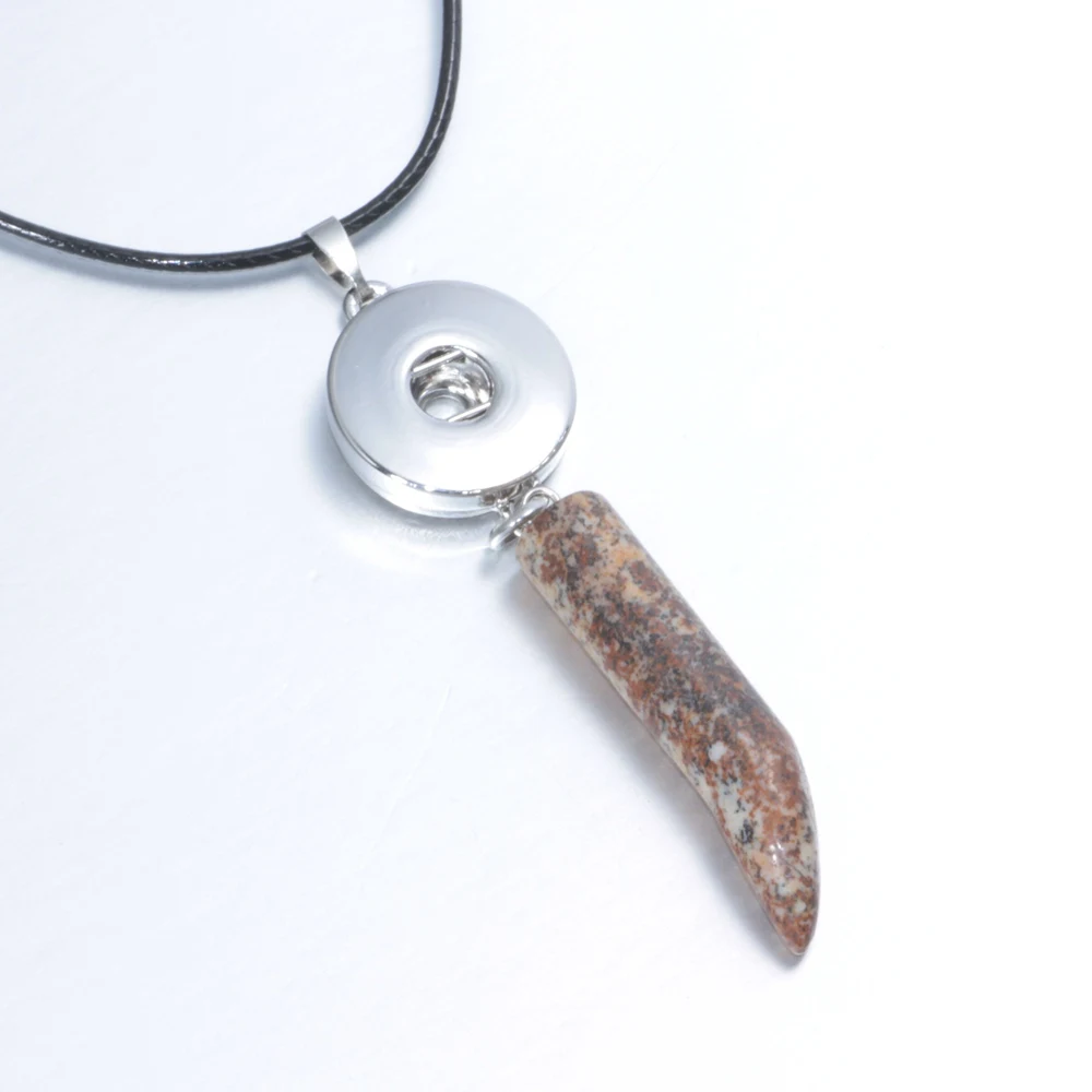 New Arrivals Light Pink Natural Stone Crescent Pendant Necklace Snap Jewelry fit 18mm Button DZ0119d|crescent pendant|snap jewelry pendantnatural