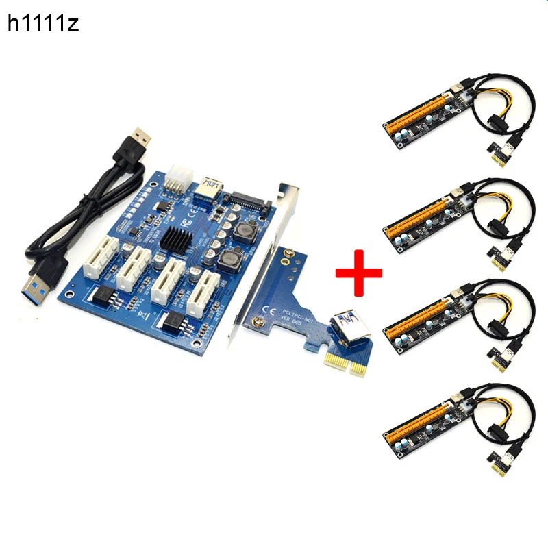 Комплект Riser PCIE от 1 до 4 PCI E Express 1X 16X мини карта ITX внешнего слота адаптер для