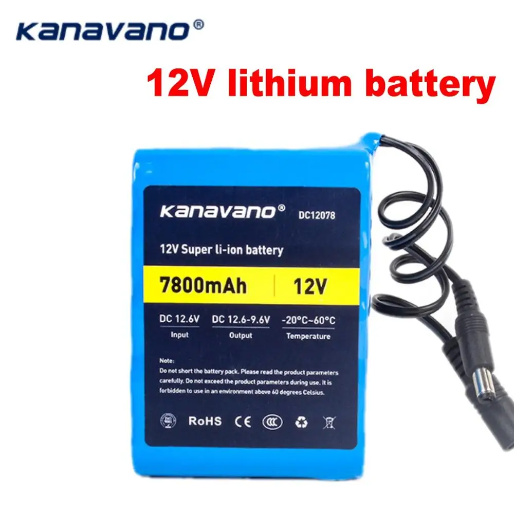 12 В 18650 аккумуляторные батареи Литиевый аккумулятор 7.8AH 7800mAh DC mobile power Protect и 6 v 1A
