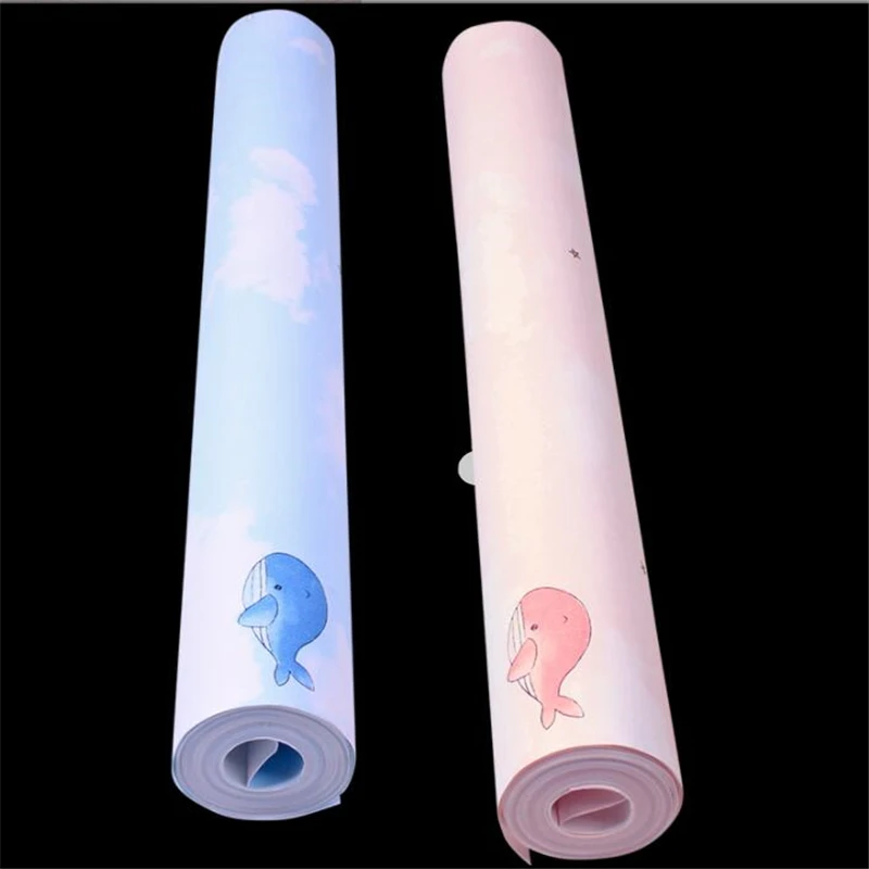 

Beibehang Cartoon Hand Painted Dolphin Cloud Childrens Room 3d Wallpaper Blue Pink Warm Girl Bedroom 3d Wallpaper roll 10 m