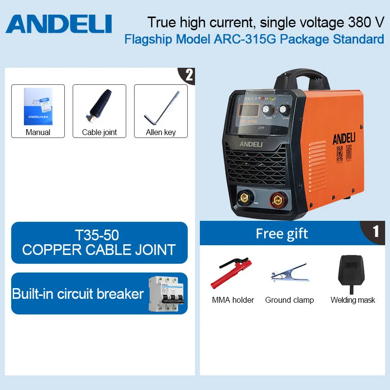 package standard Andeli Smart Draagbare Eenfase Spot Lassen Booglassen сварочное оборудование машина инвертор Lasmachine Электрический паяльник - Цвет: package standard