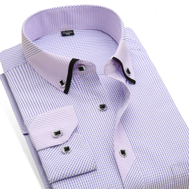 Men's Formal Business Shirts Long Sleeve Striped Dress Office/Work Wear Clothes Patchwork Casual | Мужская одежда