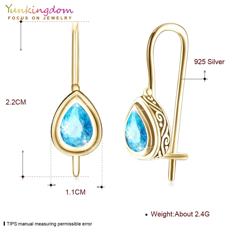 Женские серьги капельки Yunkingdom длинные из стерлингового серебра 925 пробы с