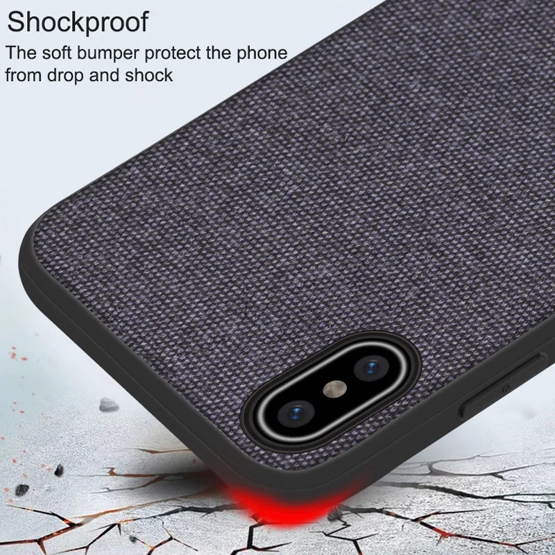 Case For iPhone Xr Luxury Soft Fabric Back Cover Line X Xs Max Protective Business Coque |