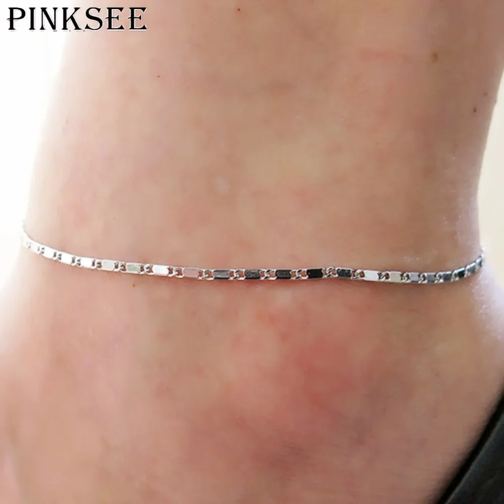 PINKSEE Trendy Clear Crystal Alloy Silver Gold Anklet Foot Chain Bracelet Beach Party Jewelry for Women | Украшения и аксессуары