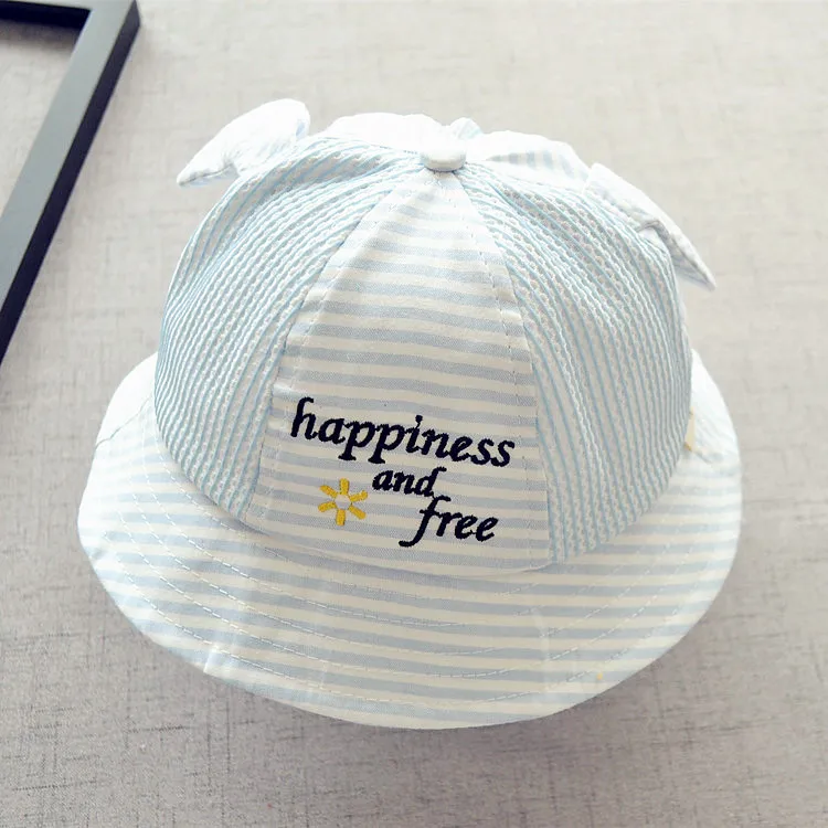 HOT 1-3 years old letters striped baby Boy girl hat kid ears fisherman children summer outdoor shade net cap 2MZ49 | Детская одежда и