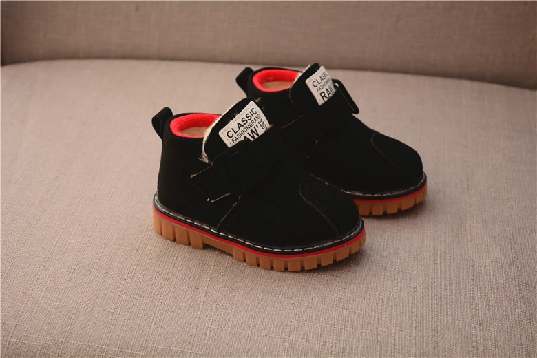 ULKNN Winter for child/kid/girl boots waterproof leather motorcycle boots fashion flats shoe fringe zip martin boots