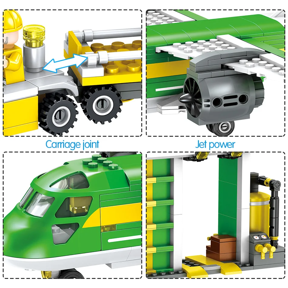 

523Pcs Airport Cargo Plane Building Block Compatible High-tech Series City Plane Figures Sets Bricks Educational Boy Toy