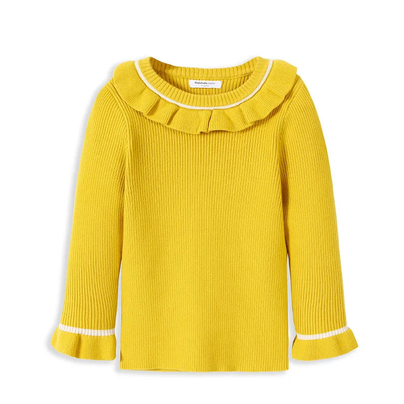 Yellow Ochre Light Balabala/детская одежда; свитер для девочек; детский хлопковый свитер; Новинка года; осенний Детский свитер; пуловер для девочек - Цвет: Yellow Ochre Light