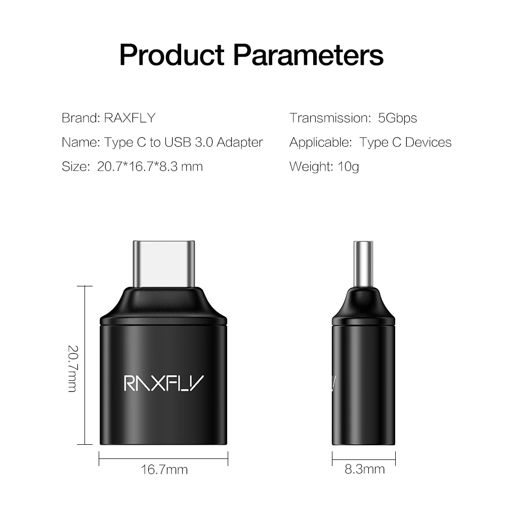 RAXFLY Тип C до USB 3,0 OTG usb-адаптер, кабель конвертер Тип-C переходник для One plus 6 5 Xiaomi Mi 8 huawei USB C OTG адаптер