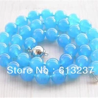 fashion style 10mm elegant round beads blue chalcedony jades stone beads diy charms necklace making 18 my4631
