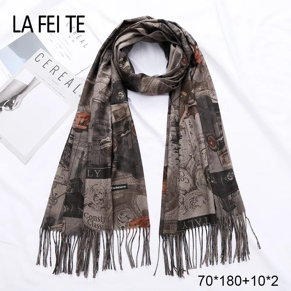 Длинный кашемировый шарф для женщин и мужчин шейный платок из пашмины женский