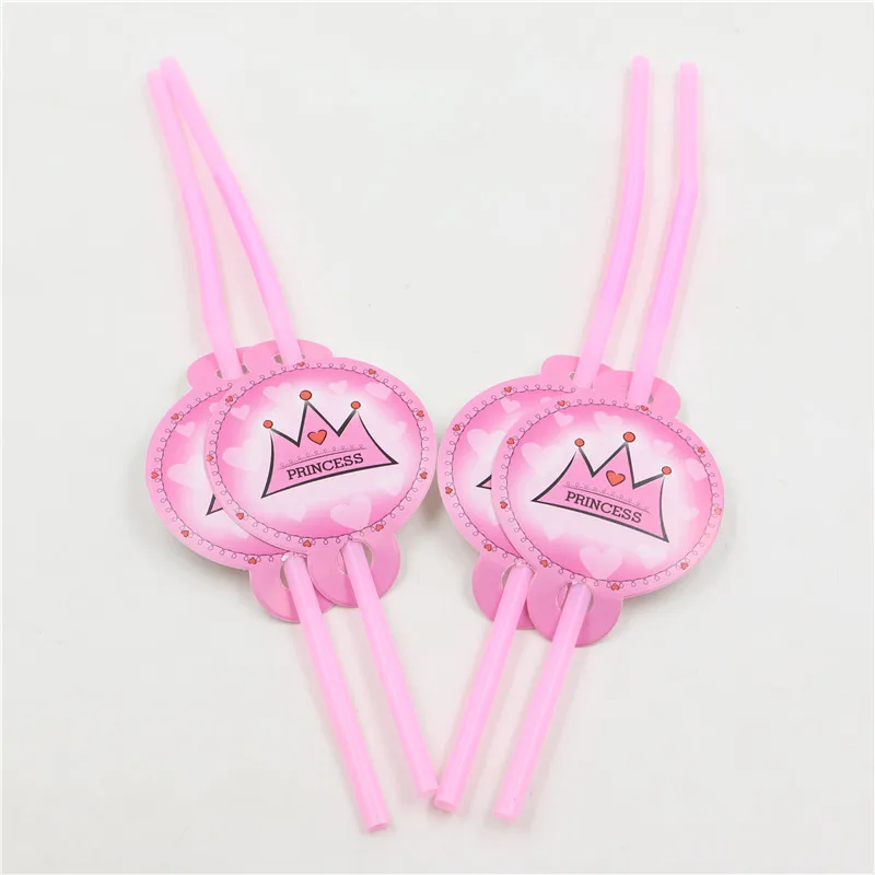 В розовая Корона тема принадлежности для соломинок в стиле принцессы маленьких