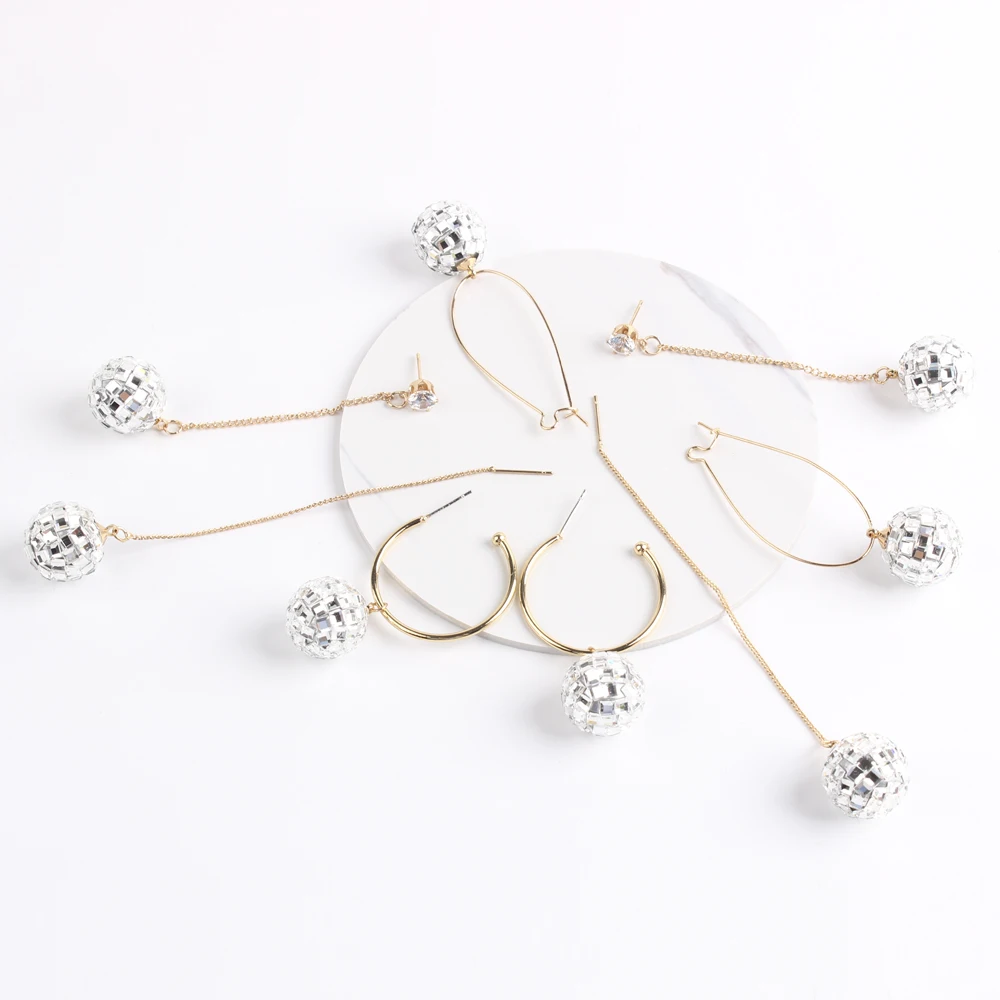 Banny Bling горный хрусталь круглый шарик бусина Висячие серьги для женщин Свадебные