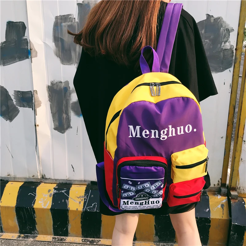 MENGHUO 2018 новый цветной рюкзак на плечо нейлоновый школьная сумка хорошего