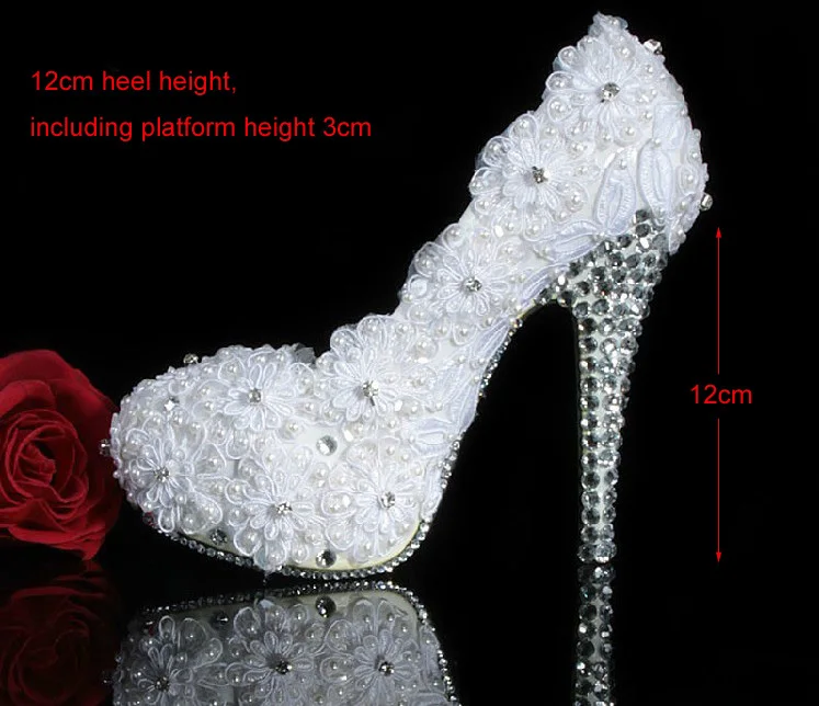 Белые кружевные Великолепные туфли на высоком каблуке 12 см свадебные женские