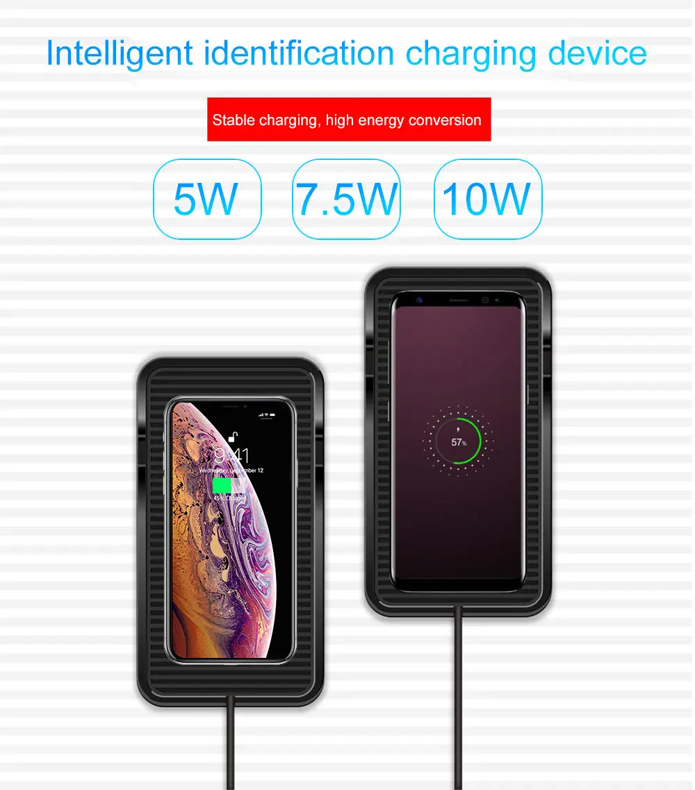 PORTEFEUILLE Qi автомобильное беспроводное зарядное устройство подставка для Iphone XS MAX XR 8 plus X samsung S8 S10 S9 Plus Note8 Chargeur Индукционная камера