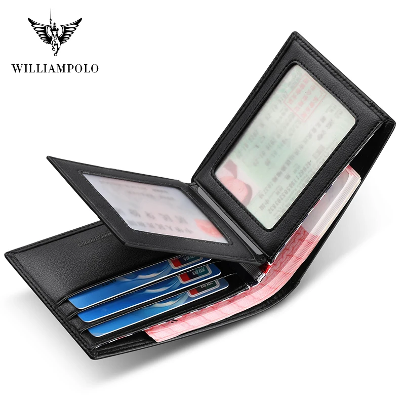 Brand Busines Men Wallet Genuine Leather Bifold Wallet Bank Credit Card Case ID Holders Male Coin Purse Pockets New