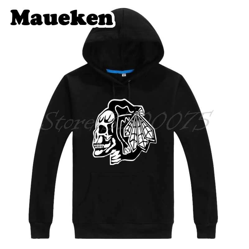 Мужские толстовки с капюшоном Chicago skull Blackhawks плотные на осень и зиму W17110908|men